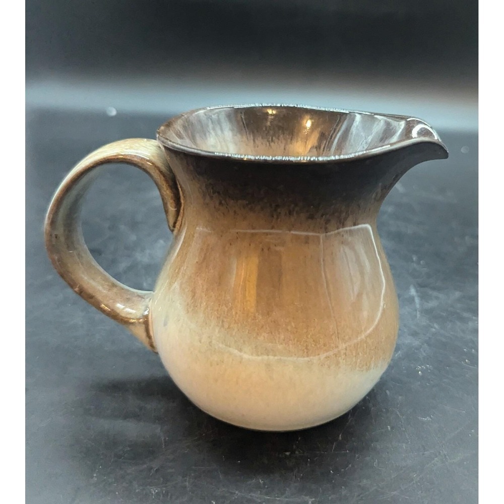 Vintage Peter Pots Pottery Rhode Island Mini Creamer Pitcher in Mahogany Brown
